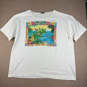 Vintage Oneita Vacation Shirt XL White Alligator Point Beach Single Stitch‎ USA